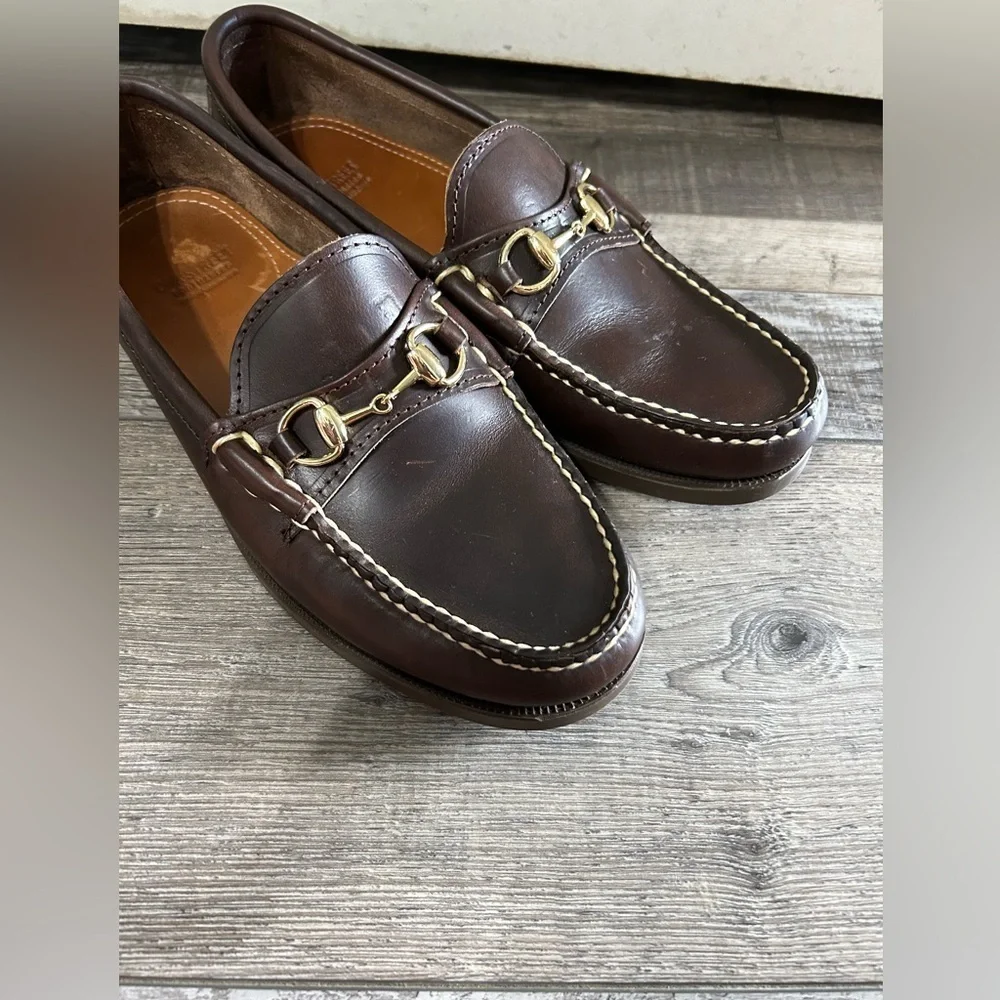 Oakstreet Bootmaker handcrafted in USA Classic Brown Leather Bit Loafers